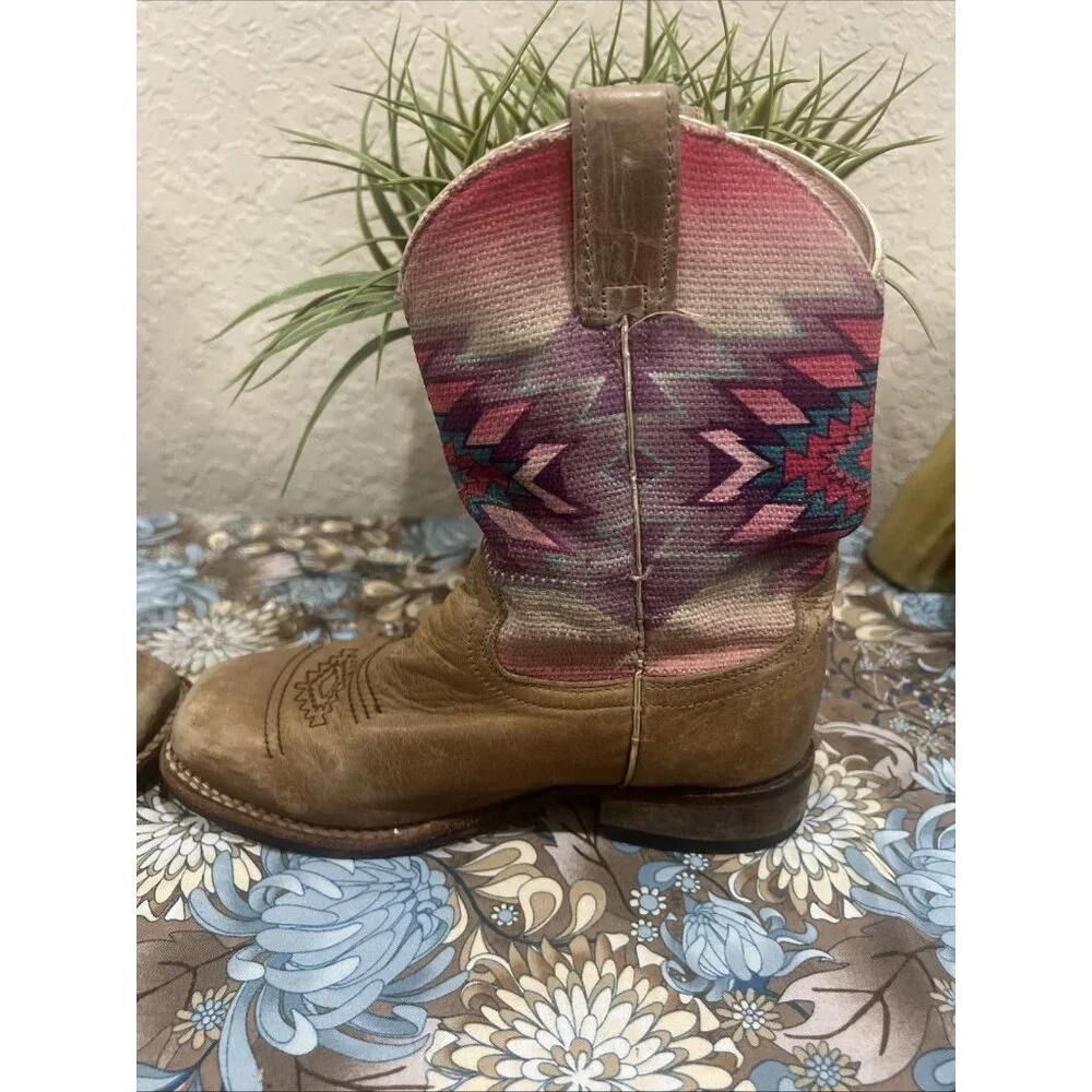 Roper Brown Southwestern Cowboy Western Boots Little Kids Youth size 9